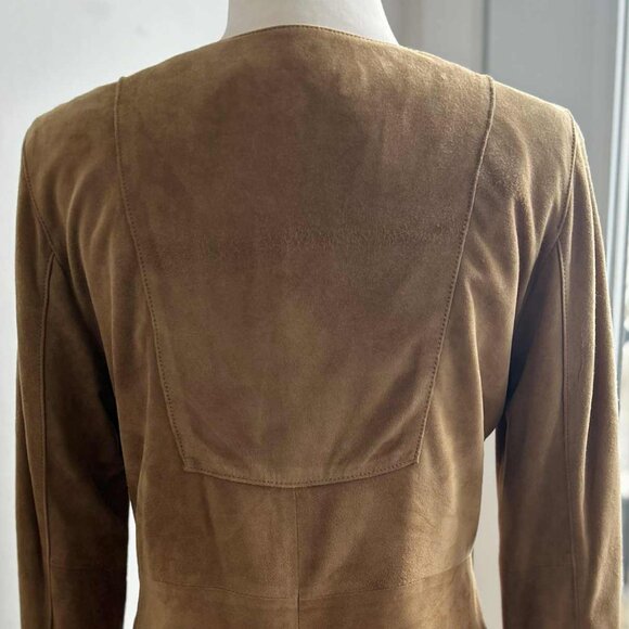 Vintage 1969 Camel Brown Nubuck Leather Tunic Top with Notched Neck – US S - Picture 6 of 13